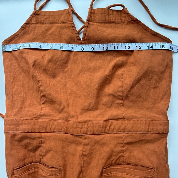 Anthro Maeve Colette Rust Strappy Back Jumpsuit 14 - Picture 13 of 13